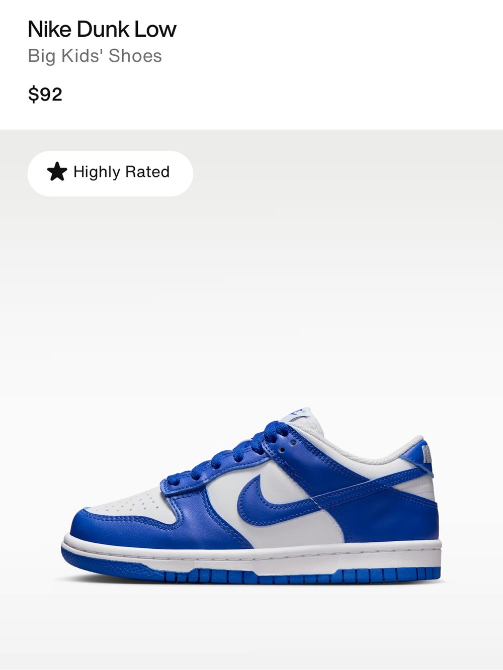 Nike Kids Low-Top Sneakers in White & Blue